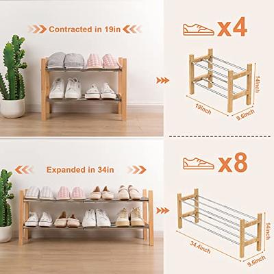 Nroech Expandable Shoe Rack Storage Organizer-Adjustable 2 Tier Wood and  Metal Shoe Shelf Heavy Duty Free Standing Shoe Rack for Closet Bedroom  Entryway (Natural) - Yahoo Shopping