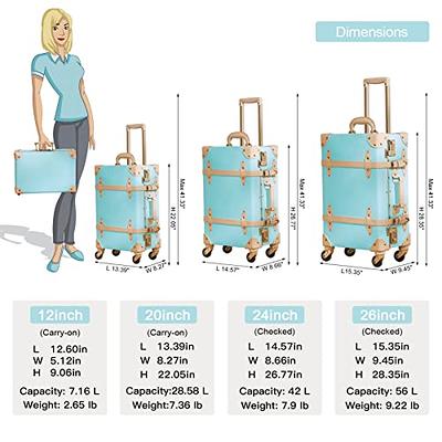 urecity vintage suitcase set for women, vintage luggage sets for women 2  piece, cute designer trunk luggage(Elegant Pink)