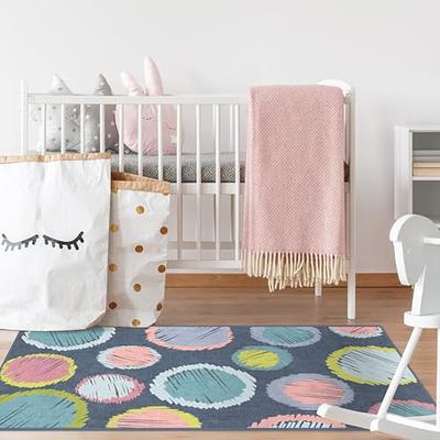 RUGGABLE Colorful Rainbow Washable Rug - Washable Area Rug for Kids Room,  Nursery - Stain & Water Resistant