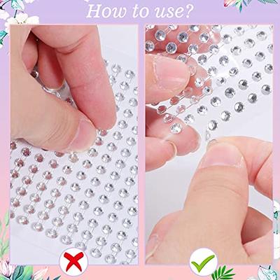 White Pearl Eyes Face 3D Self Adhesive Nail Rhinestones Temporary Tattoo  Gems Dots Jewelry DIY Body Art Accessories Festival Decorations 4 Sheets