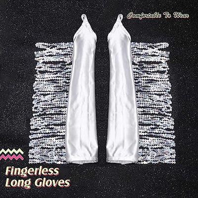 Yikisdy Fashion Sequin Lace Gloves Fingerless Stretch Glove Long