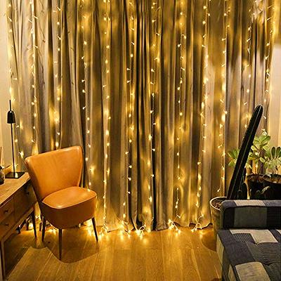 Dazzle Bright Curtain String Lights, 300 LED 9.8ft x9.8ft Warm White Fairy  Lights with 8 Lighting Modes, Waterproof Lights for Bedroom Christmas Party