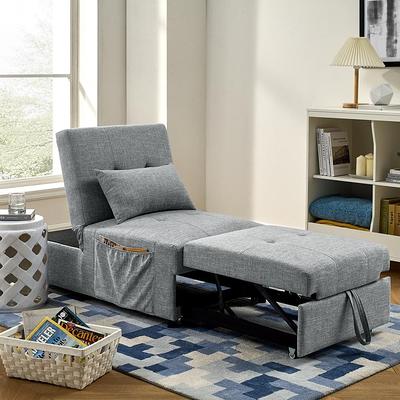 73.23 in. W Light Gray Fabric Twin Size Sofa Bed with Armrest