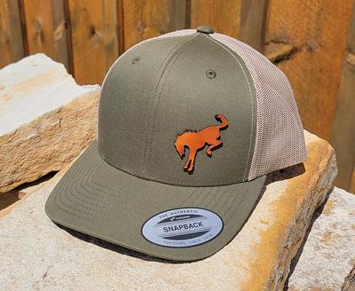 Bronco Custom Trucker Leather Patch Hat Personalized Laser