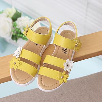 Leather Sandals with Hook-and-Loop Strap, for Baby Girls - rose