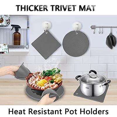 Silicone Trivet Mats Hot Pot Holder Heat Resistant Non-Slip Table  Round-4Pcs Set