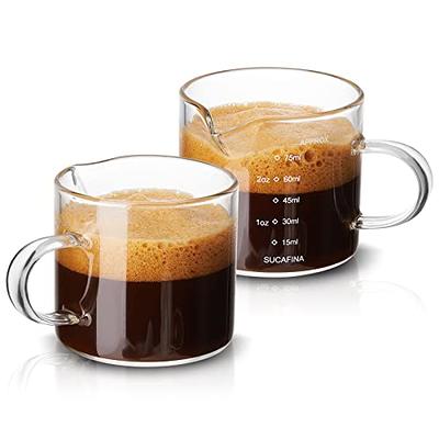 CNGLASS 8oz Double Wall Glass Coffee Mugs,Clear Insulated Espresso Glass  Mugs with Handle for Latte,Cappuccino,Coffee,Set of 4