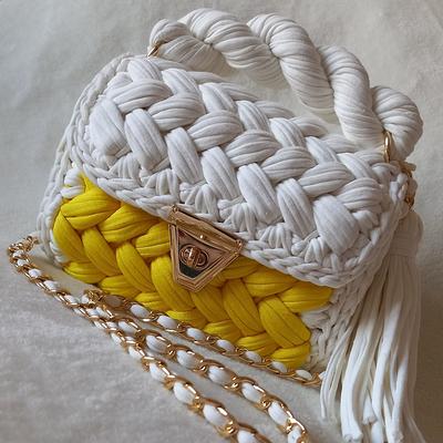 Bag/handmade Bag/hand Woven Bag/crochet Bag/knitted Bag/white 