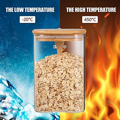 ComSaf Airtight Glass Storage Canister with Wood Lid (50oz), Clear Food Storage Container Jar with Sealing Bamboo Lid for Noodles Flour Cereal Rice