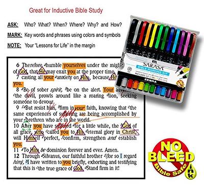 G.T. Luscombe Company, Inc. Zebra Sarasa Fineliner Bible Marking Kit, Archival Quality No Bleed Pigmented Ink, Multi-Color Fine Point Pens