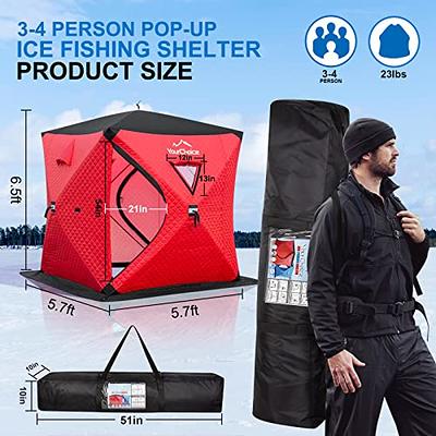 Eskimo Quickfish 2 Person Portable Pop Up Ice Fishing Tent House Shack Shelter, Red