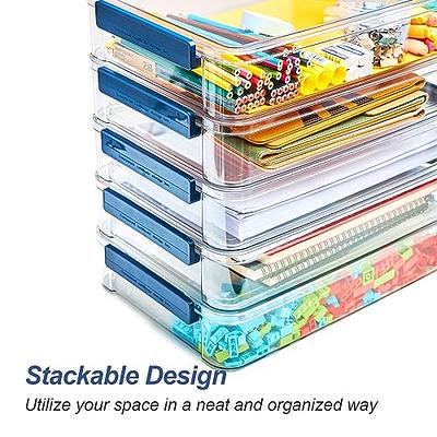 Citylife 5 PCS Plastic Storage Bins with Latching Lids Portable Project  Case Clear File Box Stackable Storage Containers for Organizing A4 Paper