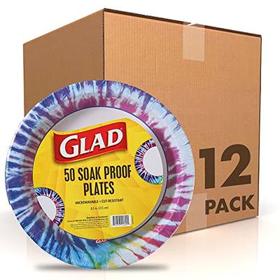 Glad Everyday Round Disposable Paper Plates with Groovy Daisy Design | Cut-Resistant, Microwavable Paper Plates for All Foods & Daily Use | 10