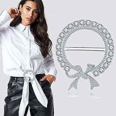 5PCS Silk Scarf Ring Clip T-shirt Tie Clips for Women Fashion Metal Round  Circle Clip Buckle Clothing Ring Wrap Holder with 1 Storage Bag