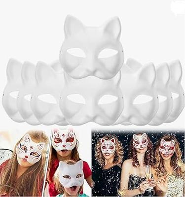 Toyvian 20 Pcs Cat Face Mask Therian Mask Costume Masks Cat Masquerade Mask  Kids Cat Mask Diy White Mask Cat Cosplay Blank Mask Diy Mask Dress for