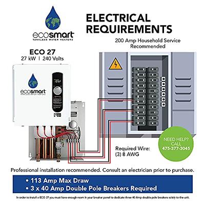 EcoSmart ECO 8 Tankless Water Heater, Electric, 8-kW - Quantity 1, 12 x 8 x  4