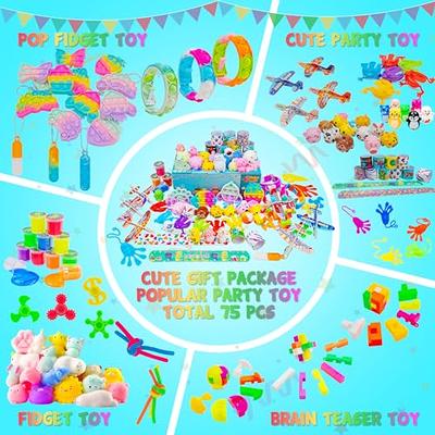 75 pcs Fidget Toys Kids Pack - Pinata Stuffers, Party Favors, Classroom  Stress Relief Prizes - Treasure Chest Goodie Bag Rewards with Pop its for