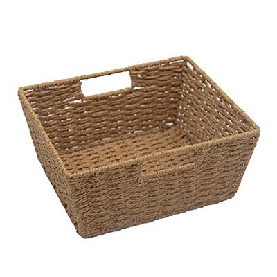 KOVOT Storage Woven Baskets Wicker Storage Wicker Storage Baskets with  Built-in Carry Handles | Laundry Storage Pantry Bin - 9L x 8W x 4H