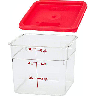 Vigor 12 Qt. White Square Polyethylene Food Storage Container and Blue Lid