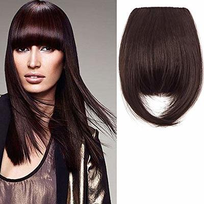 Natural Soft Silky Thick Neat Bang Front Fringe Clip In Hair