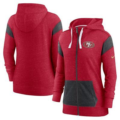 Women's Nike Heather Charcoal San Francisco 49ers Raglan Funnel Neck Pullover Hoodie Size: Small