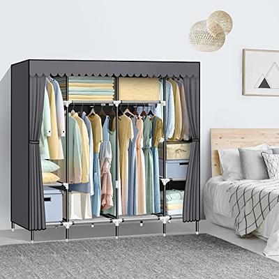 Portable Closet Storage Organizer Clothes Wardrobe Shoe Clothing Rack Shelf  Dustproof Non-woven Fabric,Quick and Easy to Assemble