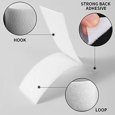 20 Pieces Adhesive Back Strips Pads White Double Sided Sticky Tape Heavy Duty Fasteners Reclosable Hook and Loop for Office Home School