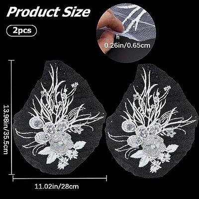 2Pcs Black Embroidery Lace Applique Sewing Flower Collar Patch Wedding Gown  Bridal Dress DIY Crafts