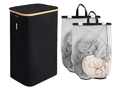 CleverMade Collapsible Fabric Laundry Basket - Foldable Pop Up Storage Bin  - Space Saving Hamper with Carry Handles Large, Denim/Charcoal, 2 Pack -  Yahoo Shopping