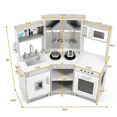 Pretend Play Kitchen Wooden Toy Set for Kids with 11 Accessories