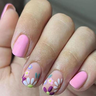 QINGGE Baby Pink Press on Nails Short Length Square Fake Nails