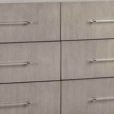 Emma + Oliver 2 Drawer Storage Stand with White Wood Top & Light Gray Fabric Pull Drawers