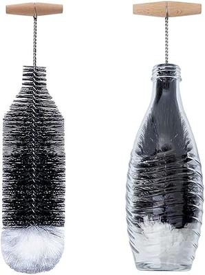 Wooden bottle brush for narrow-necked bottles