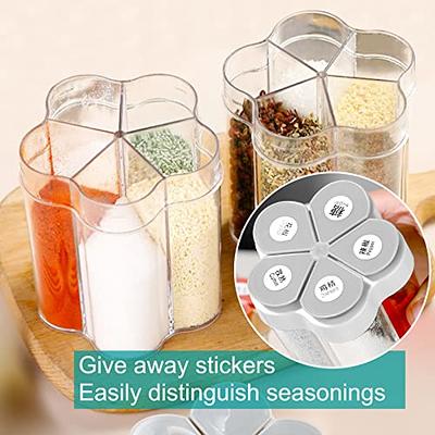 4 Pack Multi Spice Container Portable Travel Camping Seasoning Condiment  Spice Containers Cooking Spice Dispenser Plastic Salt Pepper Spice Shaker