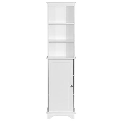 Costway Linen Tower Bathroom Storage Cabinet Tall Slim Side