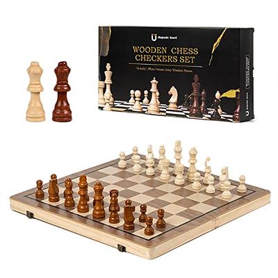Magnetic Wooden Chess Board Set for Adults and Kids - 15 inch