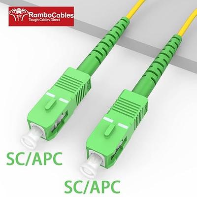 SC/APC to SC/APC Fiber Optic Internet Cable, Single Mode Fiber Patch Cable,  Fiber Optic Jumper Cable, Optical Patch Cord for Internet - SIMPLEX -  9/125um - OS1/OS2 Compatible, LSZH Yellow, 2m 