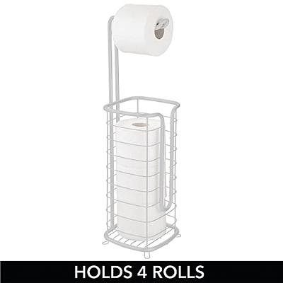 mDesign Metal Free Standing Toilet Paper Stand, Holds 3 Rolls - Black