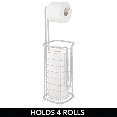 mDesign Metal Free-Standing Toilet Paper Holder - White