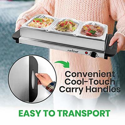 BUFFET SERVER 2in1 ADJUSTABLE HOT PLATE TRAY S/S STEEL FOOD WARMER