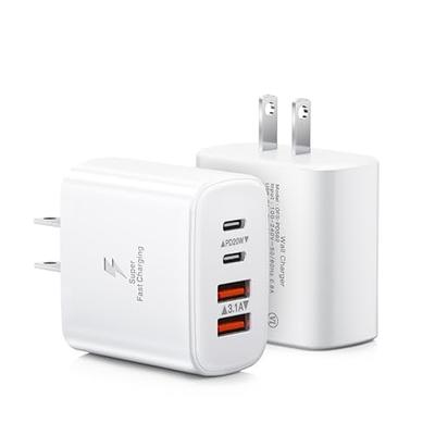 3Pack Dual Port USB-C Wall Plug-in USB Charger, AILKIN 20W Power Delivery +  QC3.0 A Double Fast Charging Block for iPhone 15 14 13 12 Pro Max Mini 11