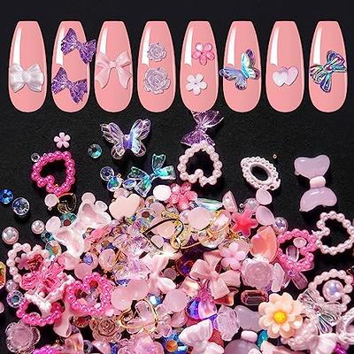 330Pcs Assorted Pink 3D Nail Charms Multi-shapes Heart Flower Butterfl –  TweezerCo