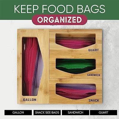 SpaceAid Bamboo Ziplock Bag Storage Organizer for Sandwich and Snack F