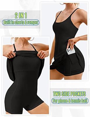 HDE Women Workout Dress Built in Shorts Sleeveless Athletic Sport Dress  Black L - Walmart.com