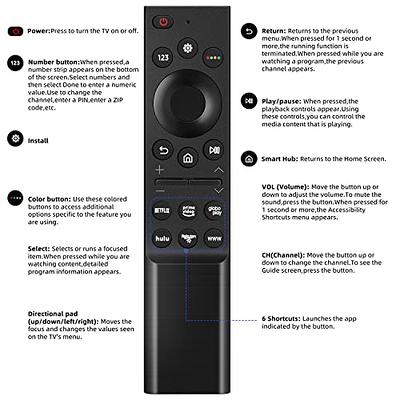 Universal Remote-Control for Samsung Smart-TV, Remote-Replacement of HDTV  4K UHD Curved QLED and More TVs, with Netflix Prime-Video Buttons