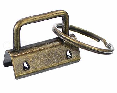 Trimming Shop 25mm Key Fob Hardware Gunmetal Lanyard Wristlet Key Chain  with Metal Split Ring, 10pcs 