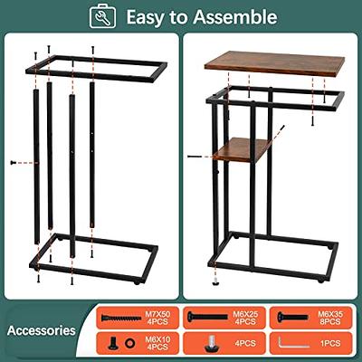  HOUIT C Shaped End Table with Charging Station Set of 2, Small  Side Table for Sofa Couch and Bed, Sectional Slide Under Couch Table for  Living Room, Bedroom : Home 