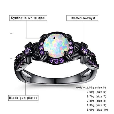 Amazon.com: Black Opal Adjustable Ring for Women in 925 Sterling Silver –  October Birthstone 12mm Round Cut Gemstone Housed in a Vintage Silver Mount  - Handmade Jewelry - Boho Ring - Flexible