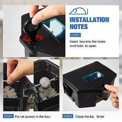 Rodent Mouse Trap Poison Mice Killer Bait Station Box with Key Refillable  Indoor Outdoor Pet Safe Pack of 4