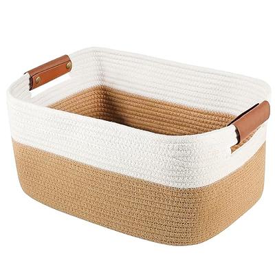 Cotton Rope storage Basket Bins Woven Basket for Organizing Shelves  Rectangle Decorative Baskets For storage Clothes Toys Books Towels Square  Wicker